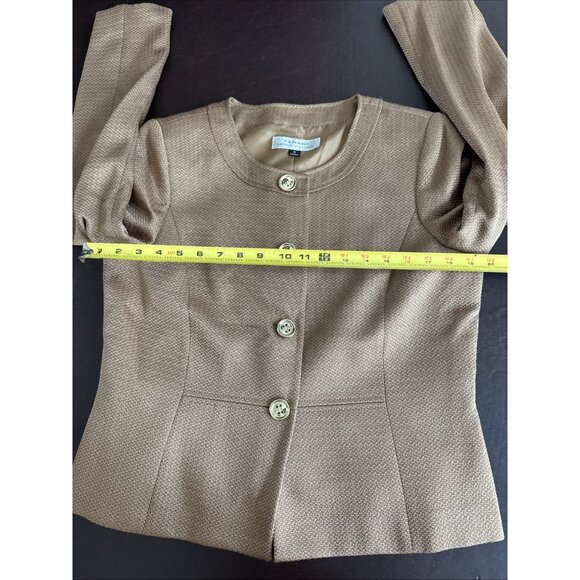Tahari Arthur S. Levine Womens Jacquard Blazer Size 10 Brown - Picture 10 of 11
